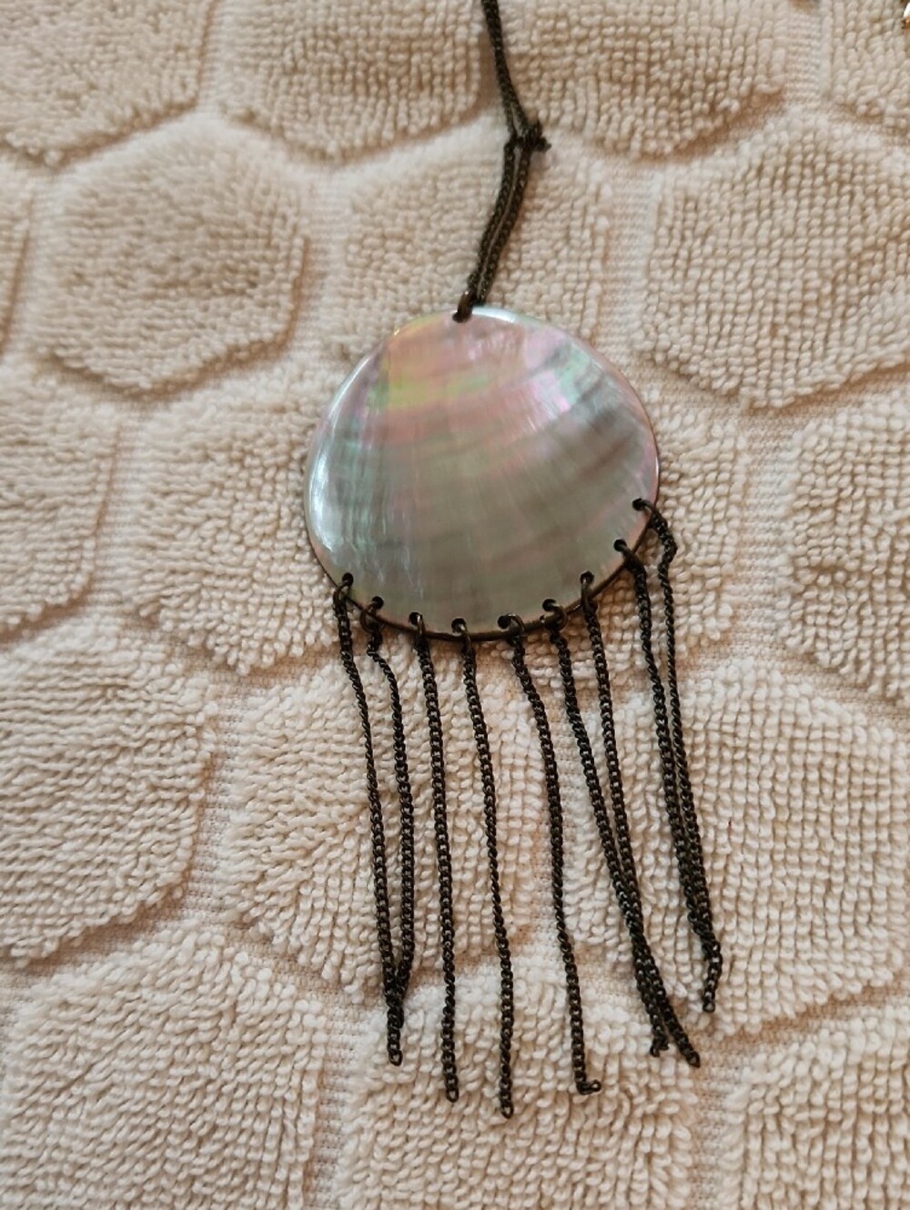 Gold Tropical Leaf Charms, Abalone Shell, Beaded Fish Summer Necklace Set - Picture 2 of 4